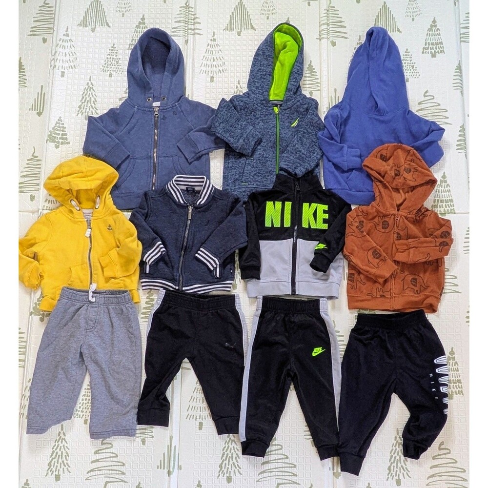 Toddler Boy 12M Clothes Lot 11 Pc Nike Puma Nautica Carters Hoodie Sweatpants